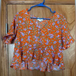 Everly Orange Floral Blouse
